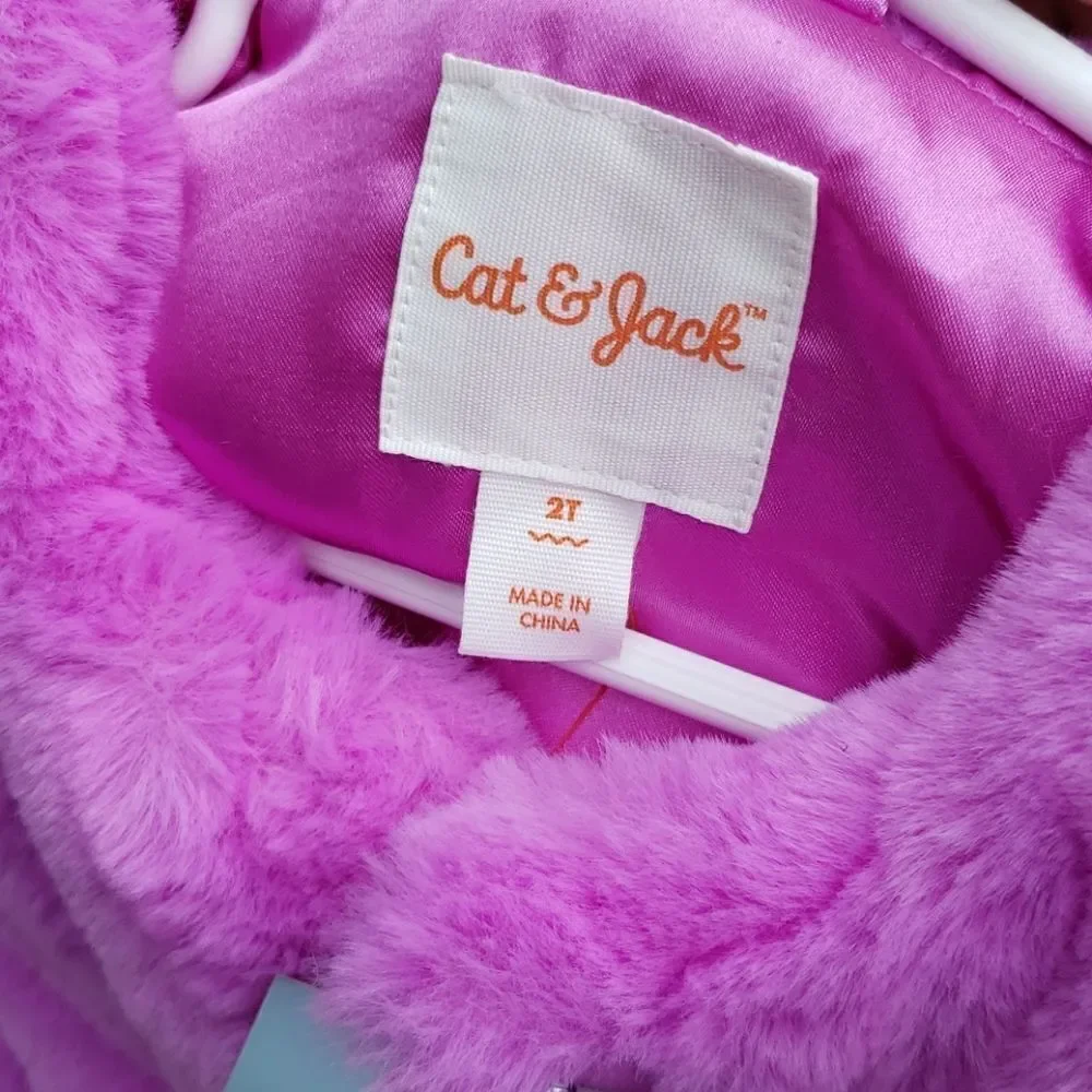 NWT Cat & Jack Lined Fuzzy Jacket Coat Sz 2T